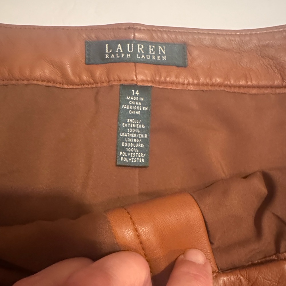 ✨Ralph Lauren Tan Leather Pencil Skirt - Picture 2 of 5